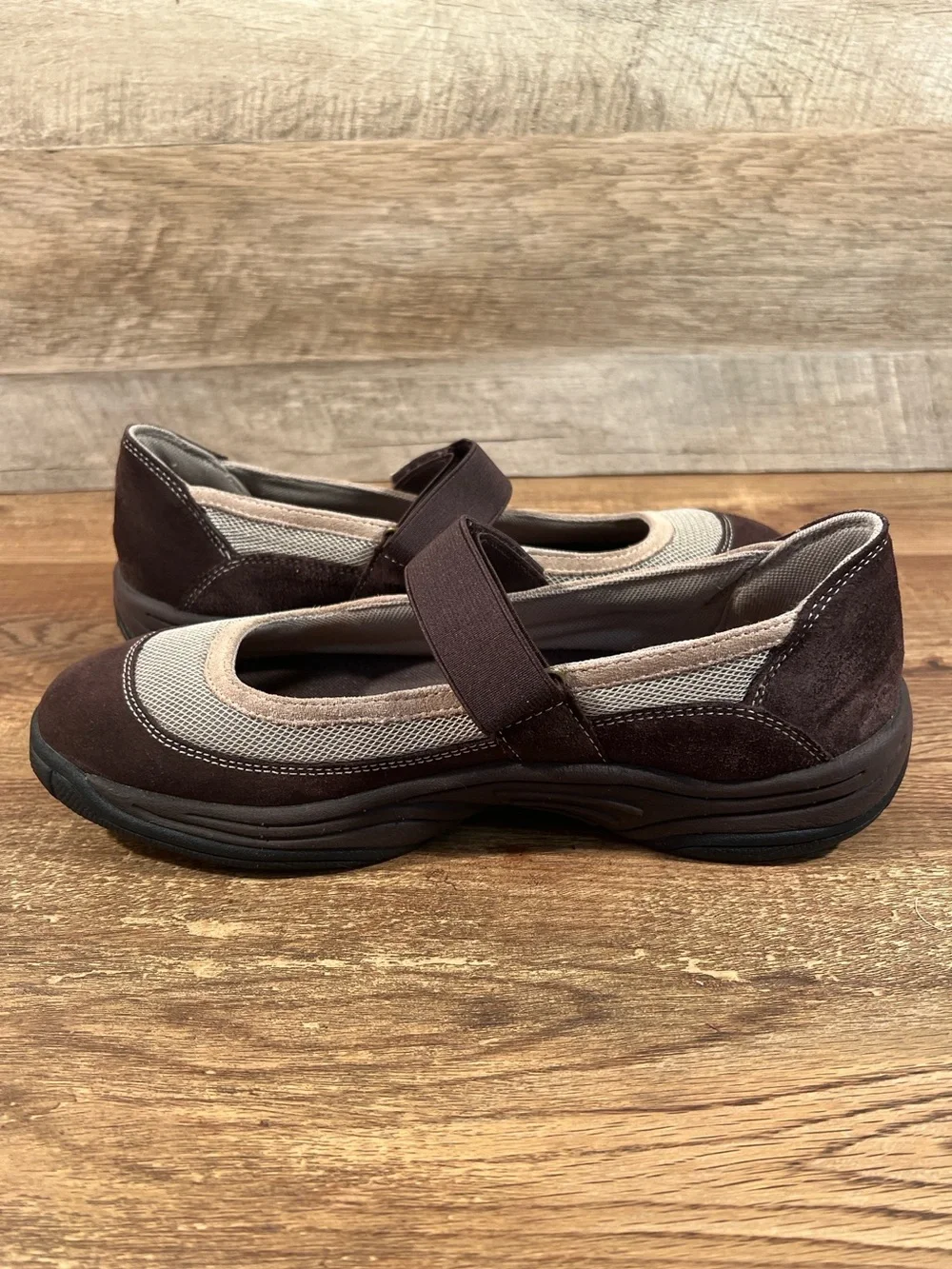 Rockport Brown and Beige Mary Jane Flats